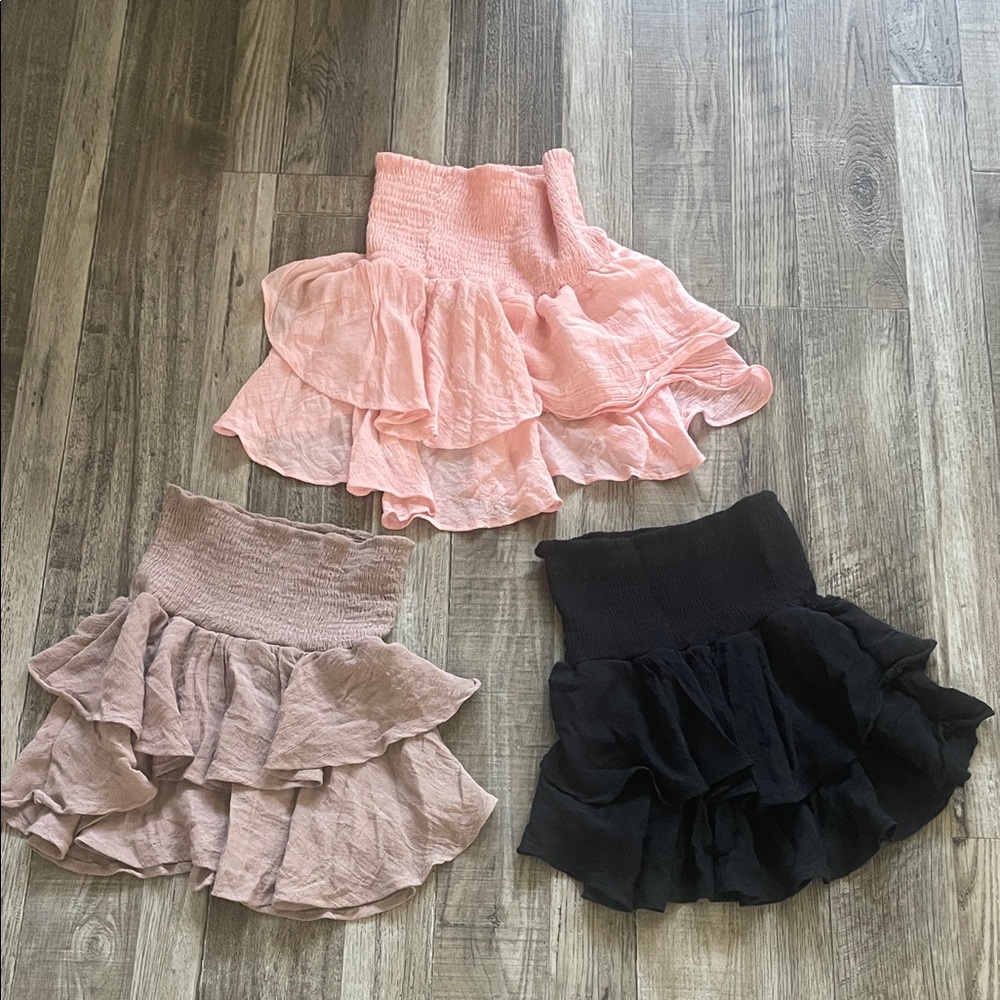 Amazon Women's Mini Skirt Set - Pink, Tan, Black